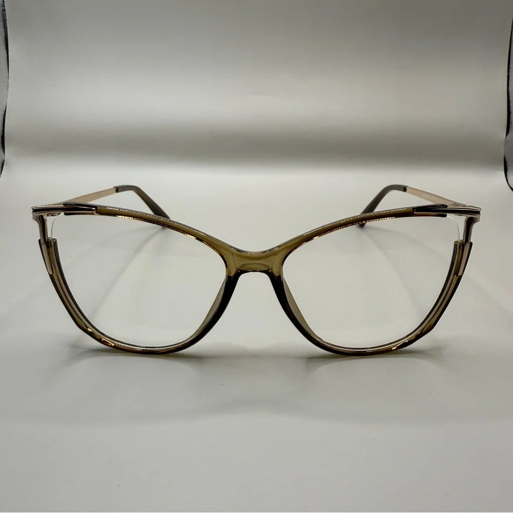 Vooglam Metallic Silver Eyeglass Temple Arm Frame, no Prescription